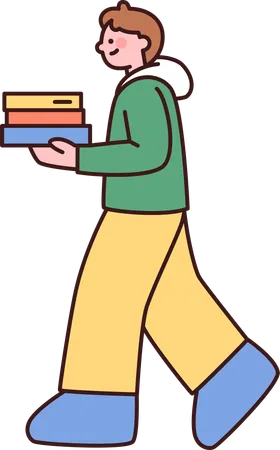 Boy Holding Book  Illustration