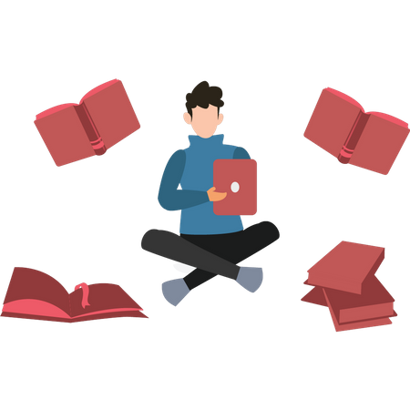 Boy Holding Book  Illustration