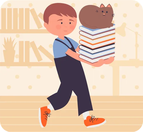 Boy holding books  Illustration