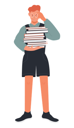 Boy holding books  Illustration
