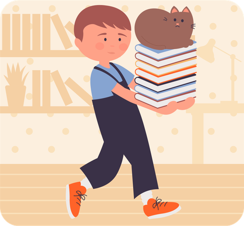 Boy holding books  Illustration