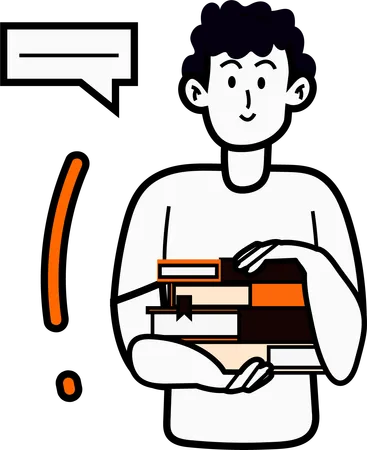 Boy Holding books  Illustration