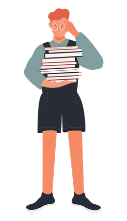 Boy holding books  Illustration