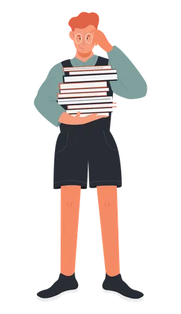 Boy holding books  Illustration