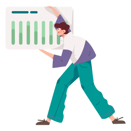 Boy holding business chart  Illustration