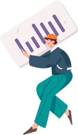 Boy holding business chart  Illustration