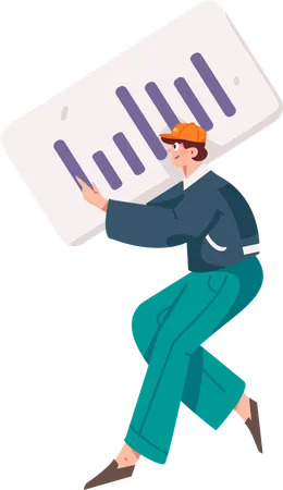 Boy holding business chart  Illustration