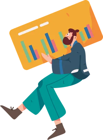 Boy holding business chart  Illustration