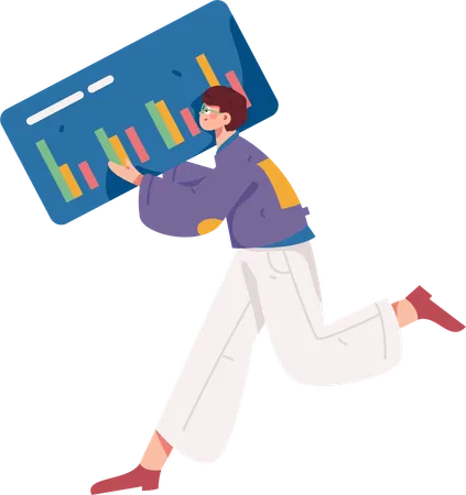 Boy holding business chart  Illustration