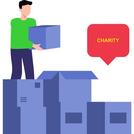 Boy holding charity box  Illustration