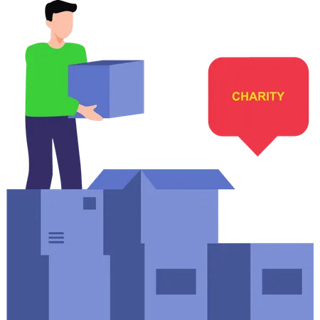 Boy holding charity box  Illustration