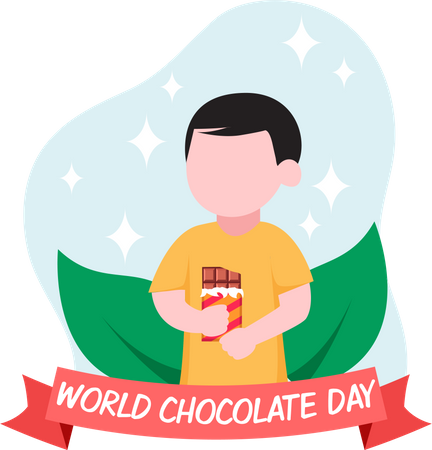 Boy holding chocolate  Illustration
