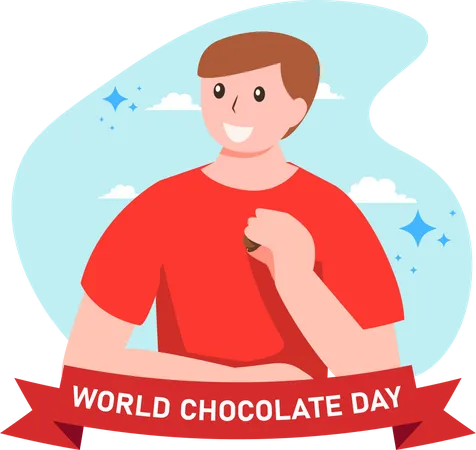 Boy holding chocolate  Illustration