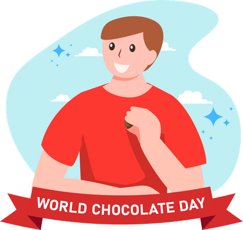 Boy holding chocolate  Illustration