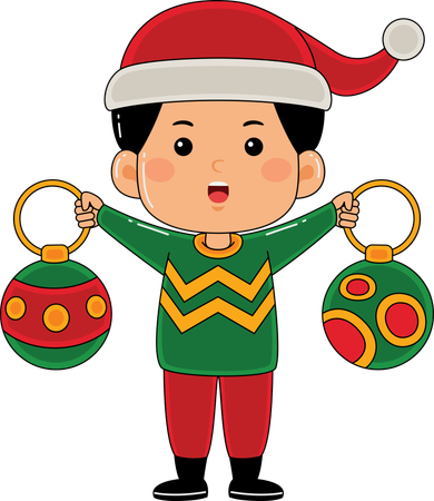 Boy holding christmas ball  Illustration