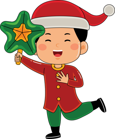 Boy holding christmas candy  Illustration