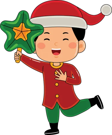 Boy holding christmas candy  Illustration