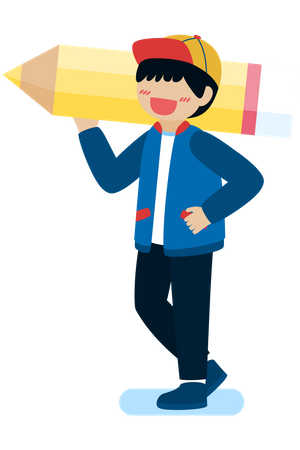 Boy Holding Color Pencil  Illustration