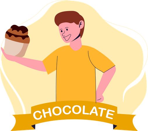 Boy holding cupcake  Illustration