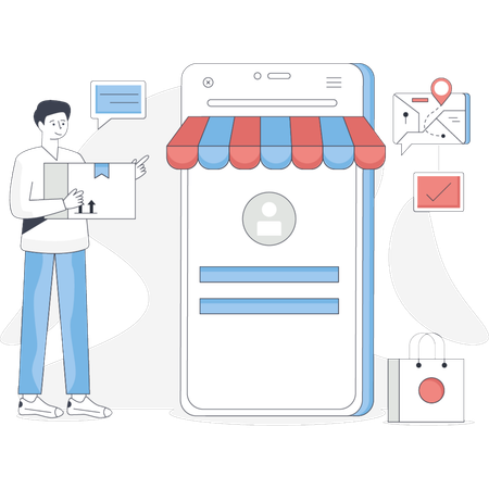 Boy  holding delivery parcel  Illustration