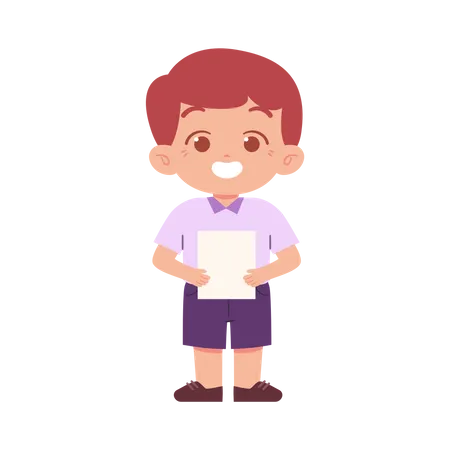Boy Holding Document  Illustration