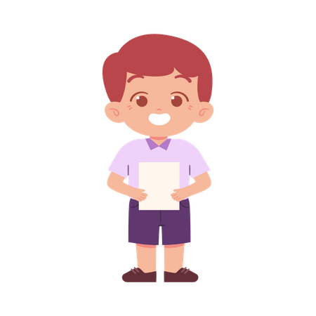 Boy Holding Document  Illustration