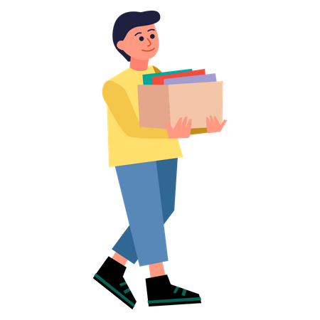 Boy holding donation box  Illustration