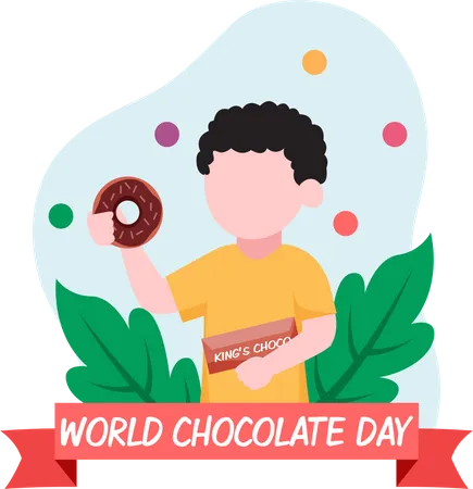 Boy holding donut  Illustration