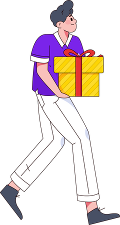 Boy holding gift  Illustration