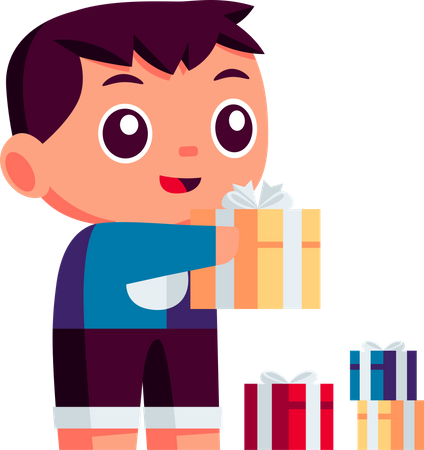 Boy holding Gift  Illustration