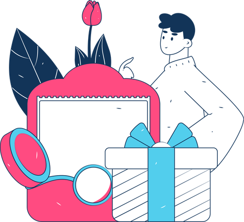 Boy holding gift box  Illustration