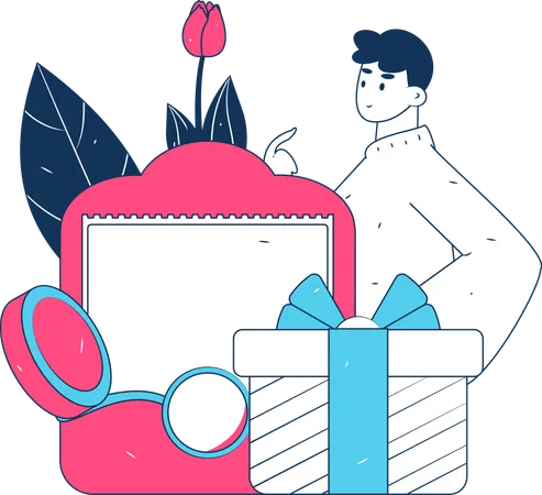 Boy holding gift box  Illustration