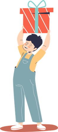 Boy holding gift box  Illustration