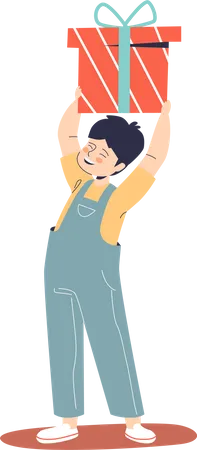 Boy holding gift box  Illustration