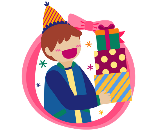 Boy holding gifts  Illustration