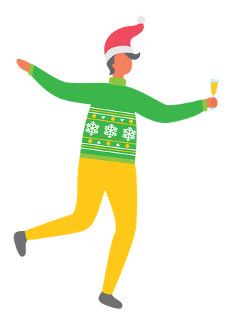 Boy holding glass of wine in party Illustration