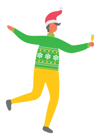 Boy holding glass of wine in party  Illustration