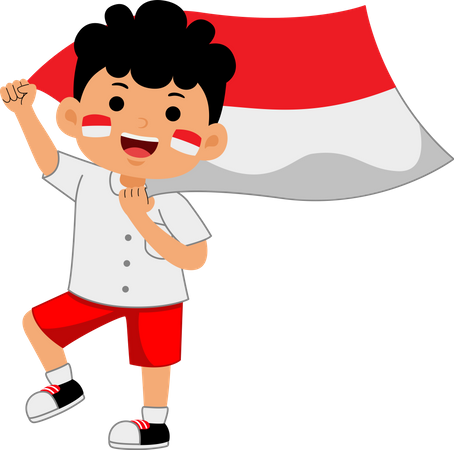 Boy holding Indonesia Independence Day  Illustration