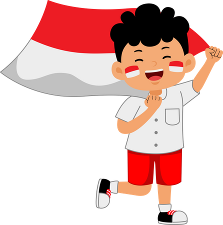 Boy holding Indonesia Independence Day  Illustration