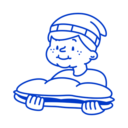 Boy Holding large submarine sandwich  Illustration