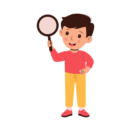 Boy holding magnifying glasses  Illustration