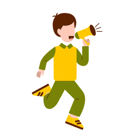 Boy Holding Megaphone  Illustration