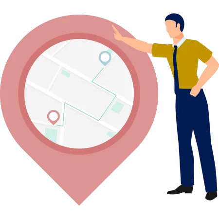 Boy holding navigation pointer  Illustration