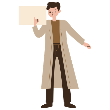 Boy holding paper  Illustration