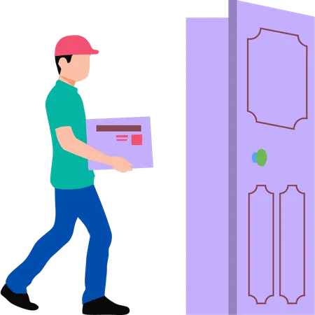 Boy holding parcel to deliver Illustration
