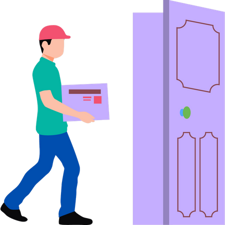 Boy holding parcel to deliver  Illustration