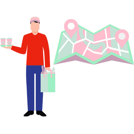 Boy holding parcel to deliver  Illustration
