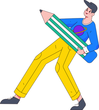 Boy holding pencil  Illustration
