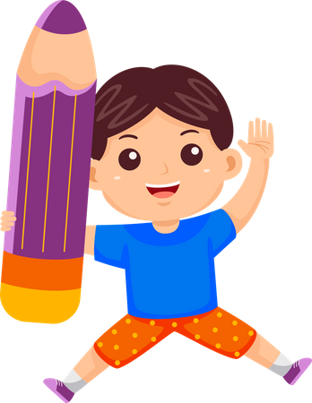 Boy holding pencil  Illustration