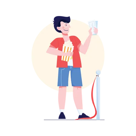 Boy holding popcorn  Illustration